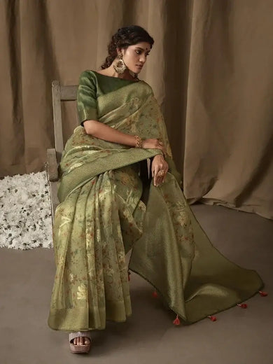 Marvelous Light Green Zari Woven Jacquard Wedding Wear Saree